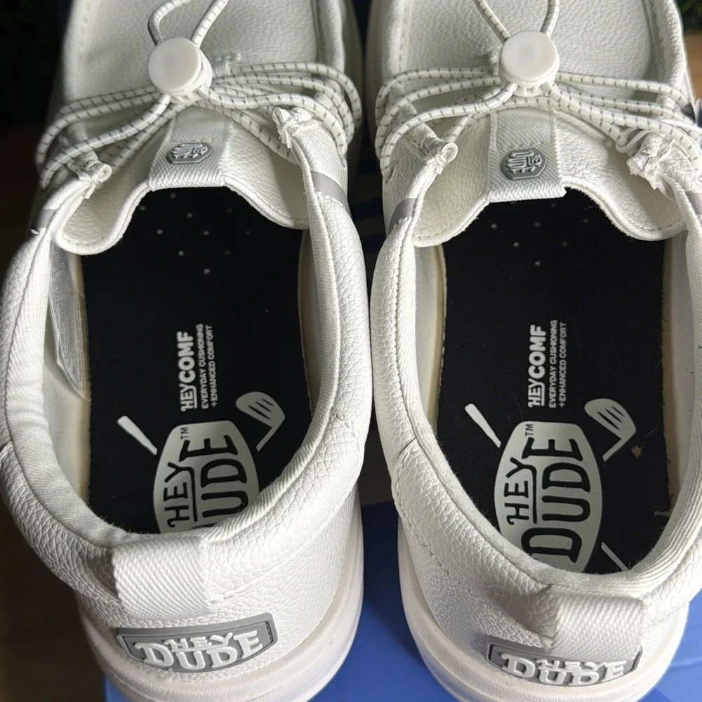 Hey Dude Wally Golf Classic TG Men's Casual Shoes White Logo Slip-On US 12